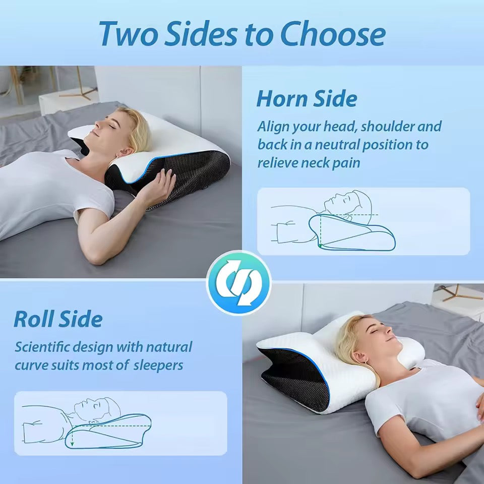Orthopedic Pillow with Neck Support for Proper Spinal Alignment